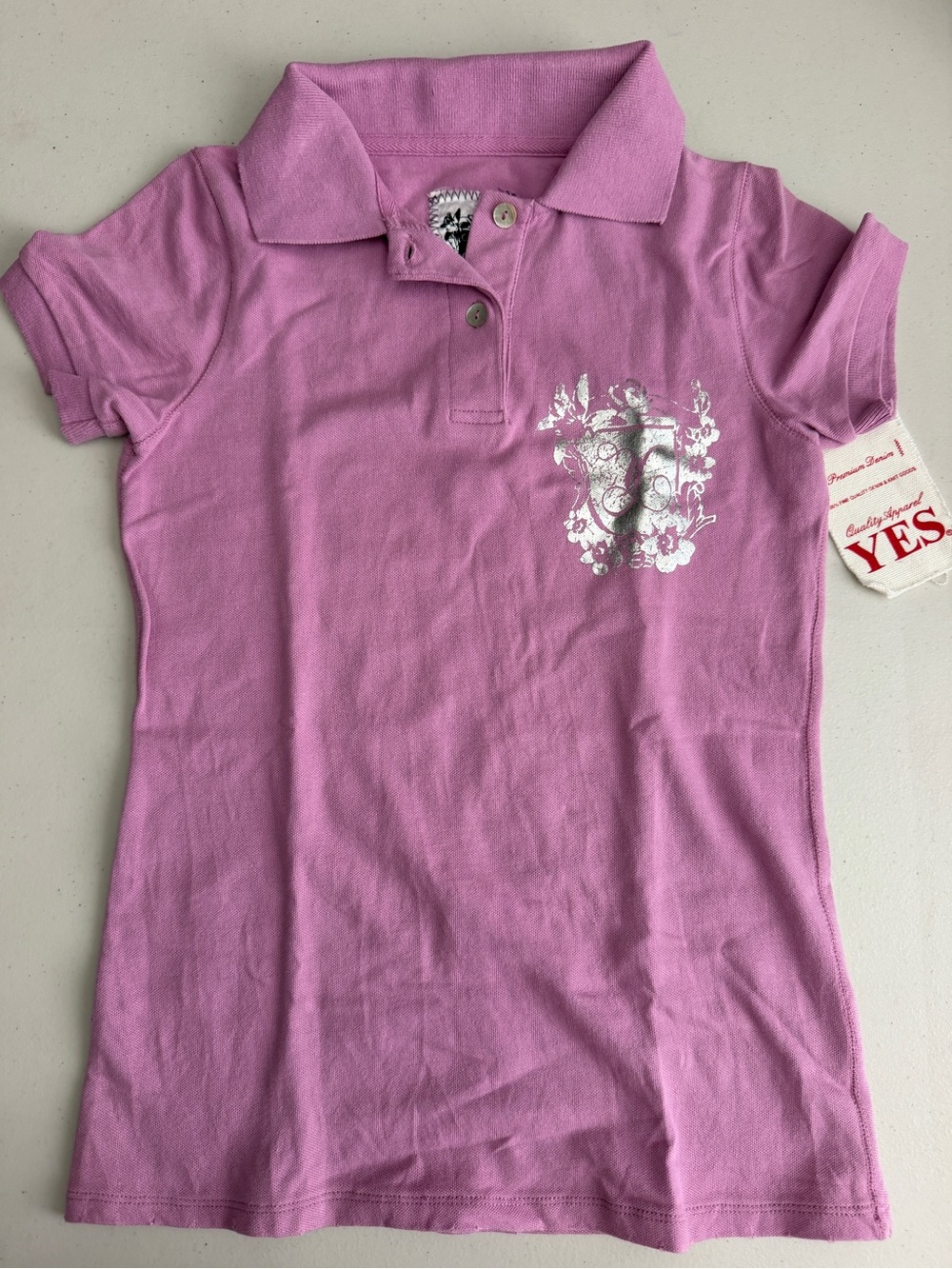 💜🩶💟YES Lilac Polo Tee Top NWT